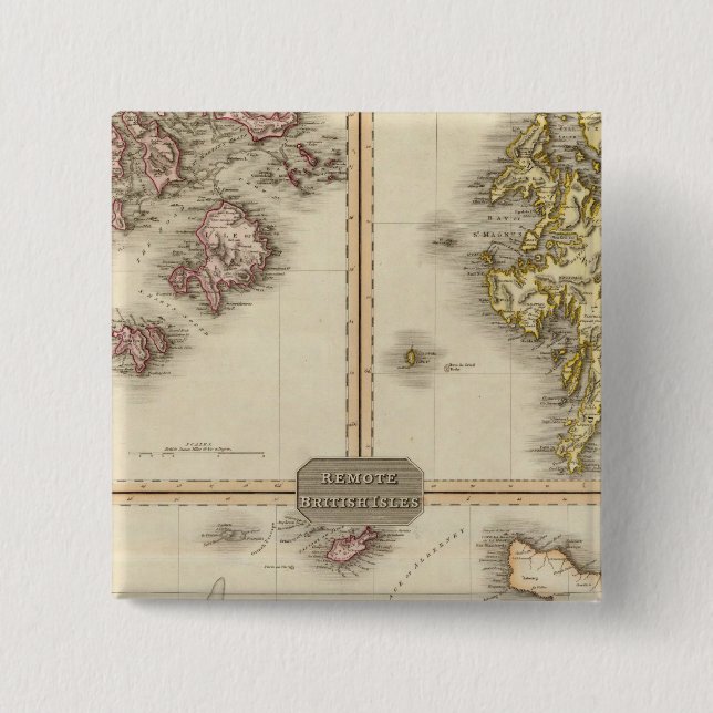 Remote British Isles Jersey and Guernsey 2 Inch Square Button (Front)