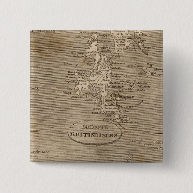 Remote British Isles Map by Arrowsmith 2 Inch Square Button (Front)
