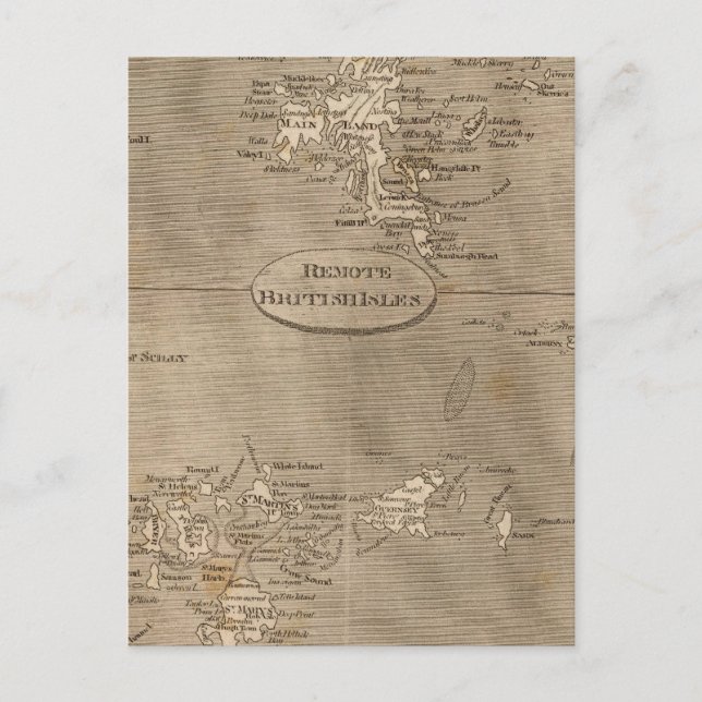 Remote British Isles Map by Arrowsmith Postcard (Front)