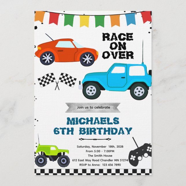 Remote Control Cars party invitation (Front)