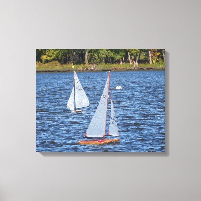 Remote Controlled Sailboats on the Water Canvas Print (Front)