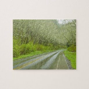 Remote highway through forest jigsaw puzzle