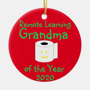 Remote Learning Grandma of the Year Ceramic Ornament