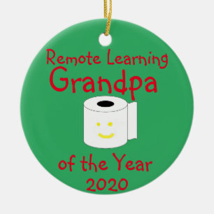 Remote Learning Grandpa of the Year Ceramic Ornament