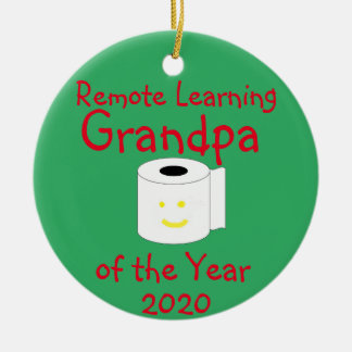 Remote Learning Grandpa of the Year Ceramic Ornament