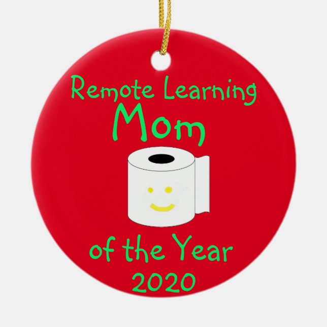 Remote Learning Mom of the Year Ceramic Ornament (Front)