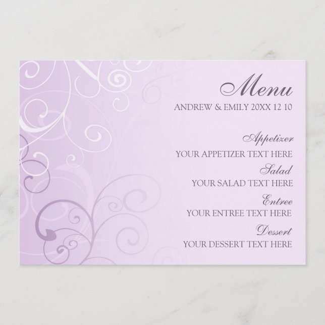 Remous de lavande de menu de mariage (Devant)