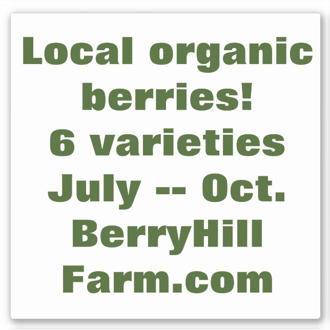 Removable white vinyl cling, farm promotion (Front)