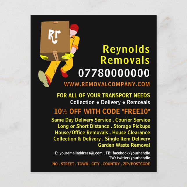 Removal Man Box Design, Removal Company Advert Flyer (Front)