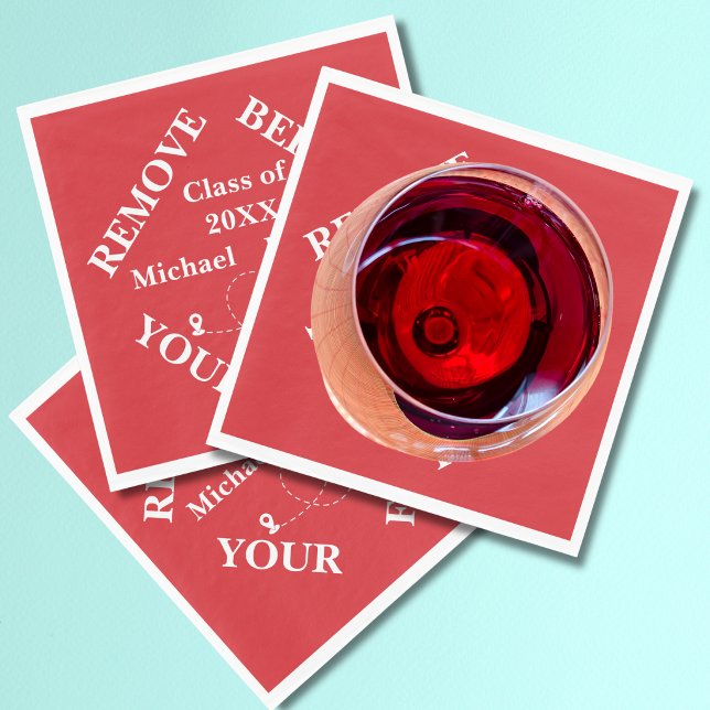 Remove Before Your Flight Travel Red Airplane Napkin (Creator Uploaded)