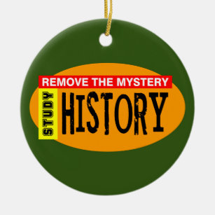 Remove Mystery History Orange Oval Ceramic Ornament
