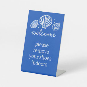 Remove Shoes Seashells Beach Vacation Rental Pedestal Sign