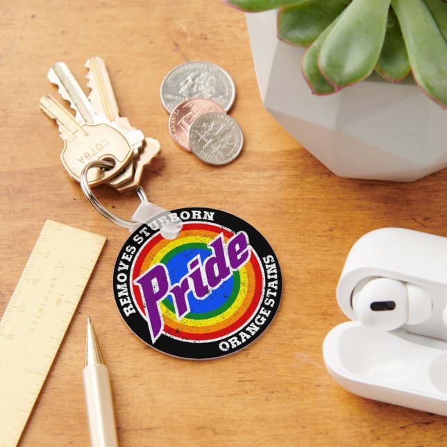 Remove Stubborn Orange Stains Pride Month LGBTQ Keychain (Desk)