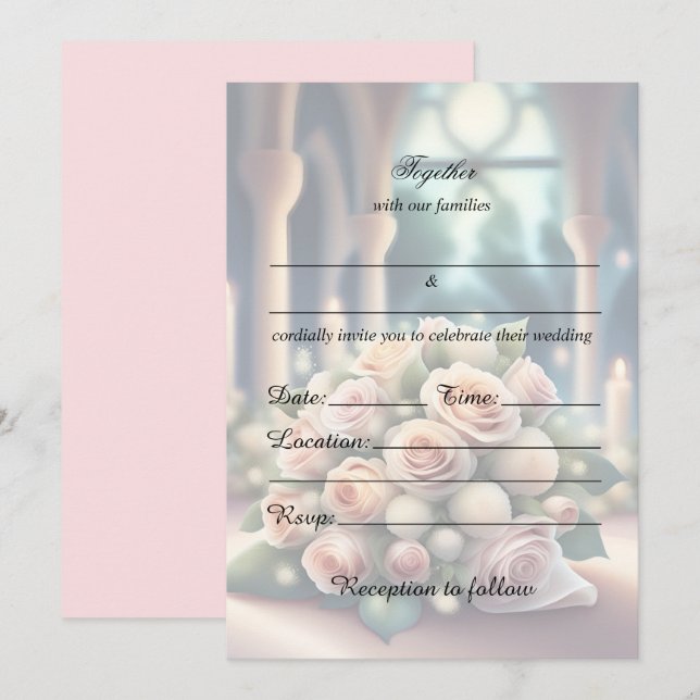 Remplissez Le Faire-part de mariage Floral Vierge (Devant / Derrière)
