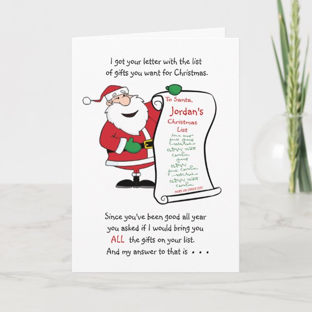 Remplissez le nom sur la carte de Noël Père Noël L (Devant)