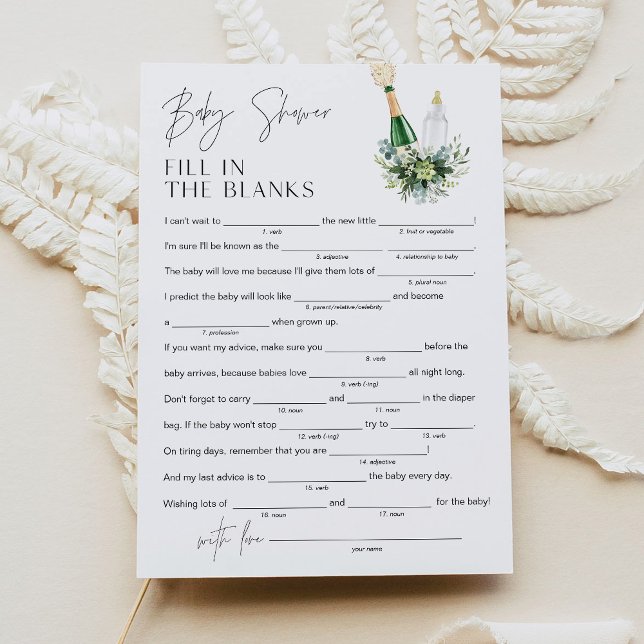 REMY Baby Shower Libs Fill in the Blank Game 5x7 Invitation (Creator Uploaded)