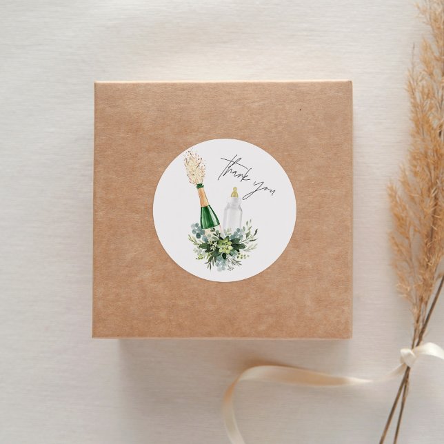 REMY Poppin Bottles Baby Shower Favour Classic Round Sticker (Creator Uploaded)