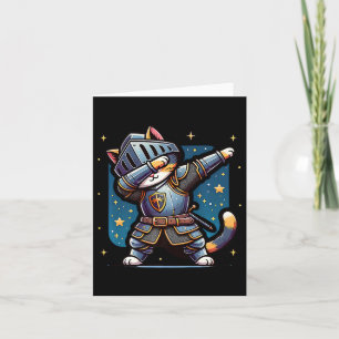 Ren Faire Medieval Knight Dabbing Cat Kitten Funny Card