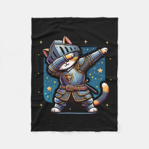 Ren Faire Medieval Knight Dabbing Cat Kitten Funny Fleece Blanket