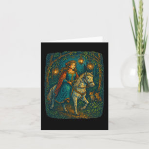 Ren Faire Medieval Lady Horseback Riding In Enchan Card