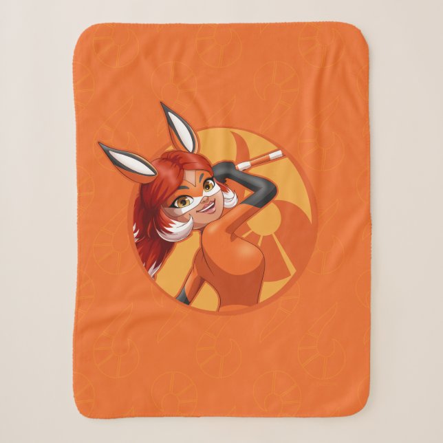 Rena Rouge Orange Badge Sherpa Blanket (Front)
