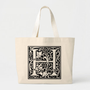 Renaissance Alphabet Letter H on Tote Bag