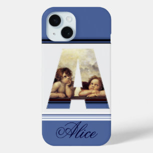 RENAISSANCE ANGEL A LETTER Winged Cherub Monogram iPhone 15 Case