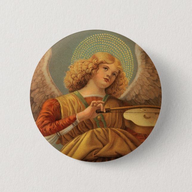 Renaissance Angel Playing Violin Melozzo da Forli 2 Inch Round Button (Front)