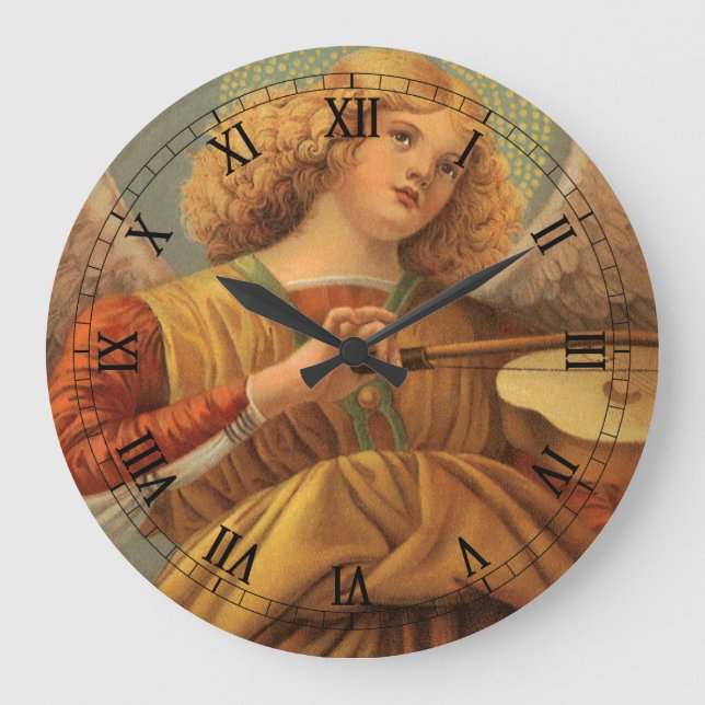Renaissance Angel Playing Violin Melozzo da Forli Large Clock (Front)