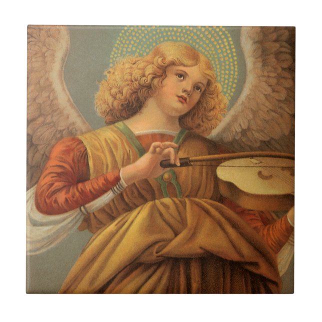 Renaissance Angel Playing Violin Melozzo da Forli Tile (Front)