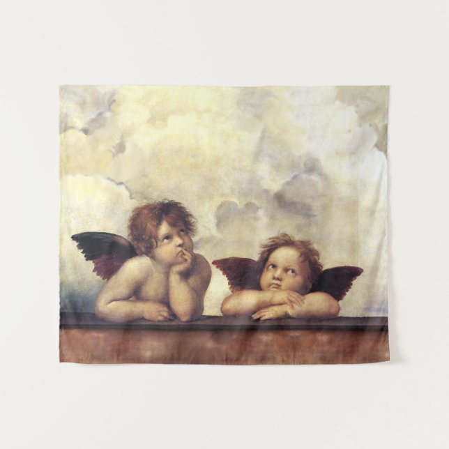 RENAISSANCE ANGELS Raffaello Sanzio,Winged Cherubs Tapestry (Front (Horizontal))
