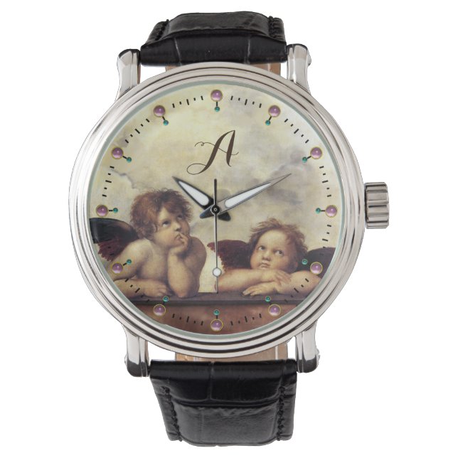 RENAISSANCE ANGELS /Winged Cherubs Monogram Watch (Front)