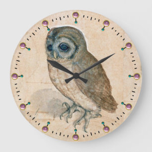 RENAISSANCE ANIMAL DRAWINGS / THE OWL LARGE CLOCK