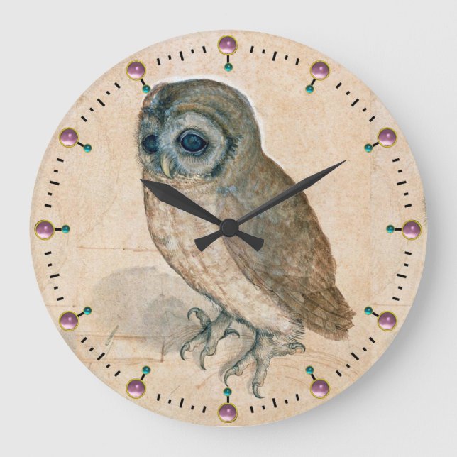 RENAISSANCE ANIMAL DRAWINGS / THE OWL LARGE CLOCK (Front)