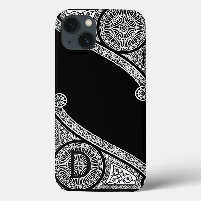 RENAISSANCE ARCHITECT Black White Monogram  Case-Mate iPhone Case (Back)