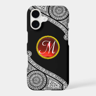RENAISSANCE ARCHITECT Black White Red Gem Monogram