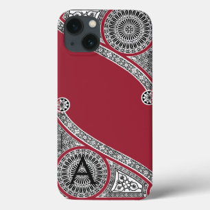 RENAISSANCE ARCHITECT Marsala Red Monogram iPhone 13 Case