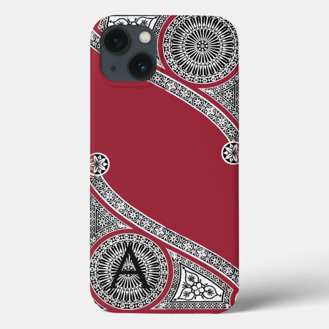 RENAISSANCE ARCHITECT Marsala Red Monogram  Case-Mate iPhone Case (Back)