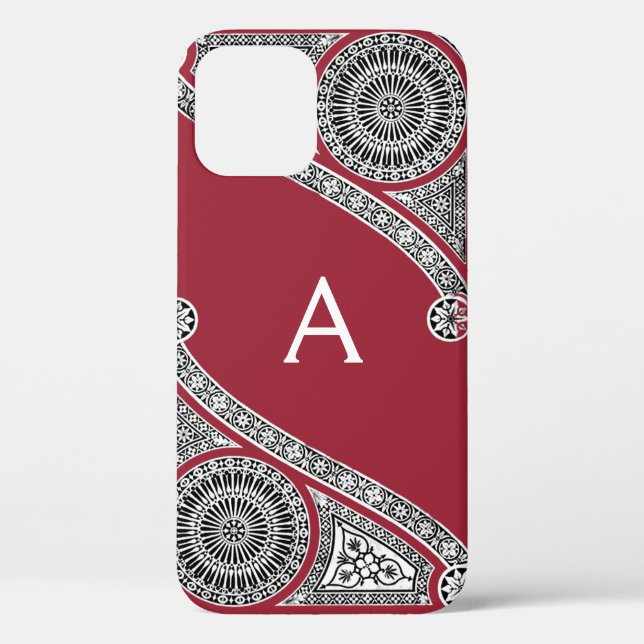RENAISSANCE ARCHITECT Marsala Red Monogram Case-Mate iPhone Case (Back)
