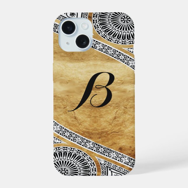 RENAISSANCE ARCHITECT Parchment Monogram iPhone 15 Case (Back)