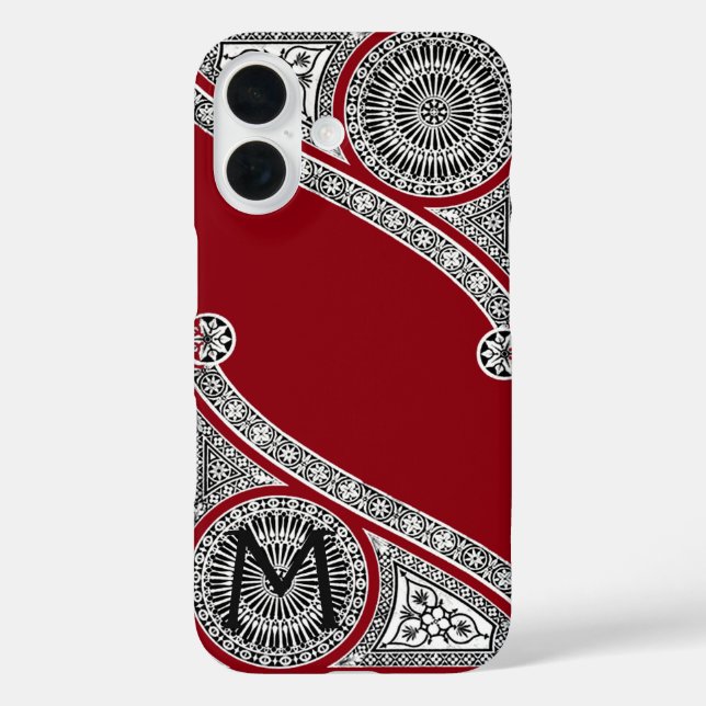 RENAISSANCE ARCHITECT Red Burgundy Monogram Case-Mate iPhone Case (Back)