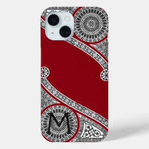 RENAISSANCE ARCHITECT Red Burgundy Monogram iPhone 15 Case