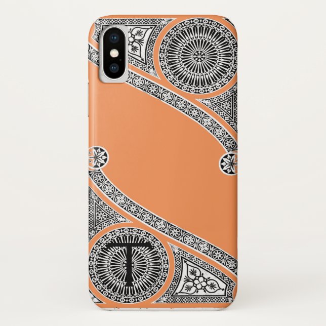 RENAISSANCE ARCHITECT Tangerine Orange Monogram Case-Mate iPhone Case (Back)