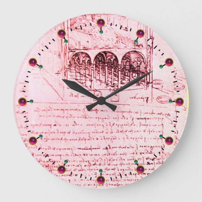 RENAISSANCE ARCHITECTURE,ARCHITECT,Pink Large Clock (Front)