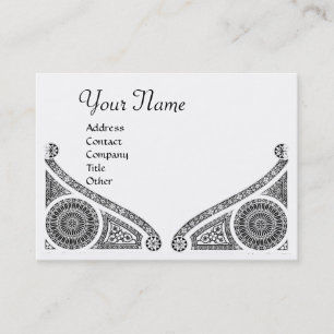 RENAISSANCE ARCHITECTURE MONOGRAM,Black White Business Card
