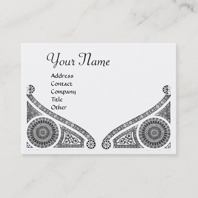 RENAISSANCE ARCHITECTURE MONOGRAM,Black White Business Card (Front)