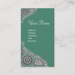 RENAISSANCE ARCHITECTURE MONOGRAM Green White Business Card