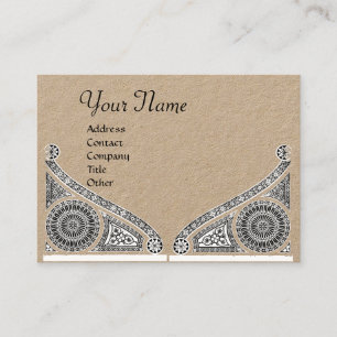 RENAISSANCE ARCITECTURE MONOGRAM Black Kraft Paper Business Card