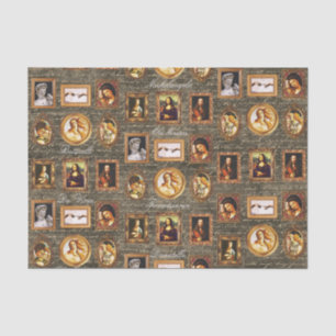 Renaissance Art Framed Antique Script Decoupage Tissue Paper