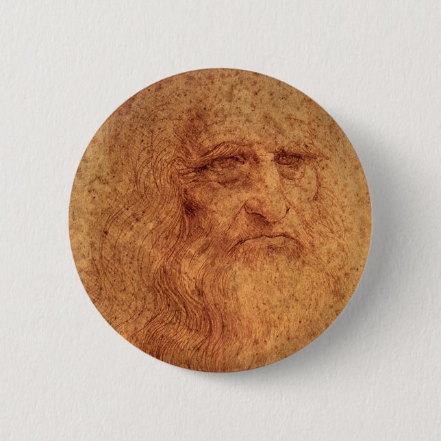 Renaissance Art Self Portrait by Leonardo da Vinci 2 Inch Round Button (Front)